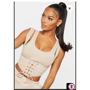 Shape Stone Cotton Padded Lace Up Corset Crop Top